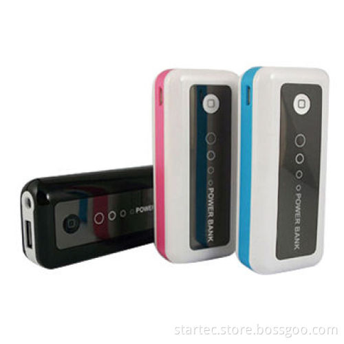Power bank with 2400-5200mAh capacity, with LED light